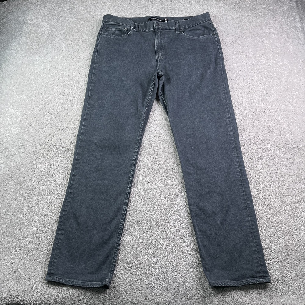 Banana Republic Jeans Mens 36x32 Gray Black Slim Rapid Movement‎ Denim Stretch